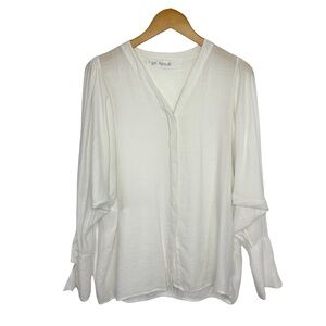 Yigal Azrouel Womens Button Up Blouse Top Size 4 US 10 White Long Dolman Sleeve
